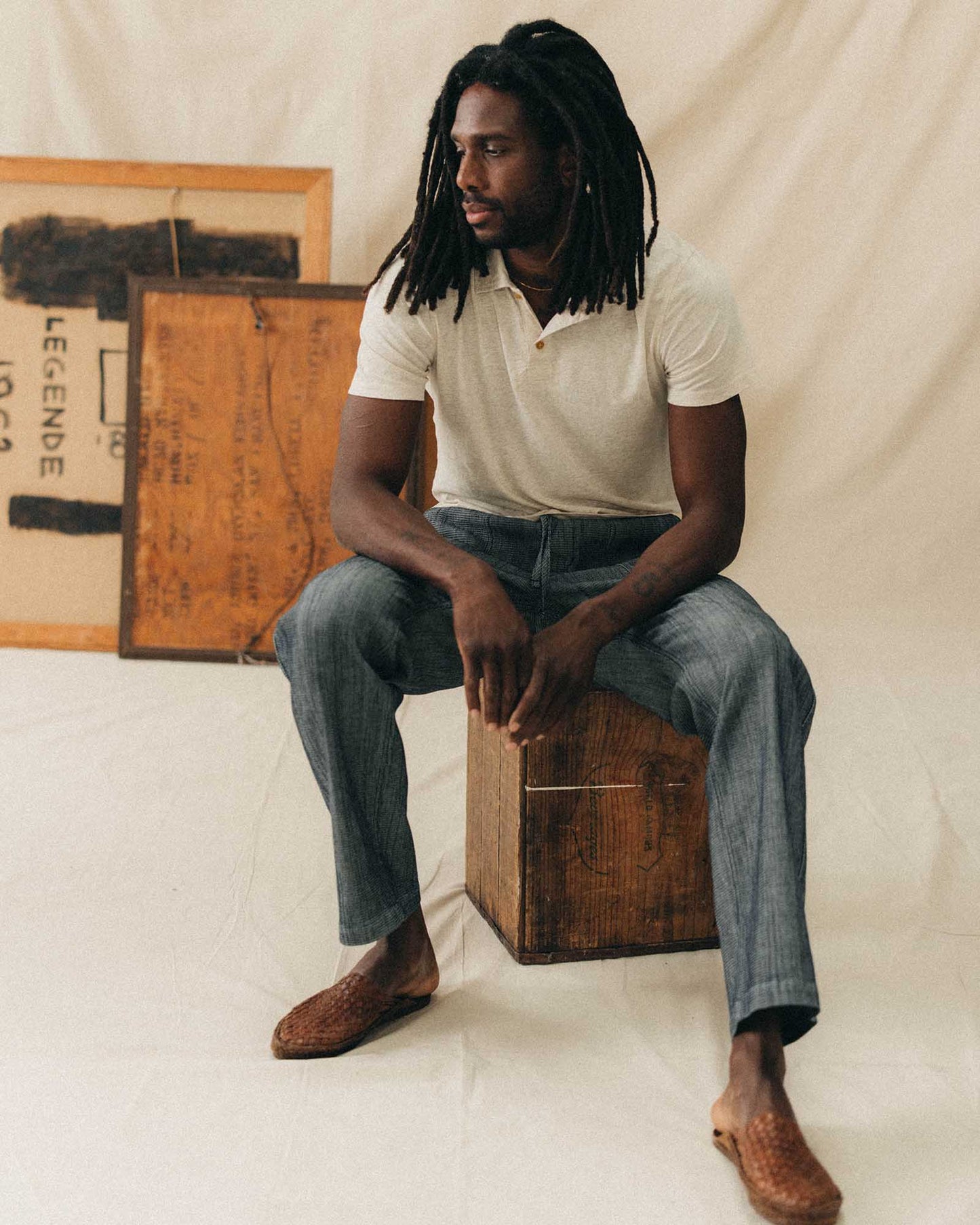 The Cotton Hemp Polo in Heather Oat