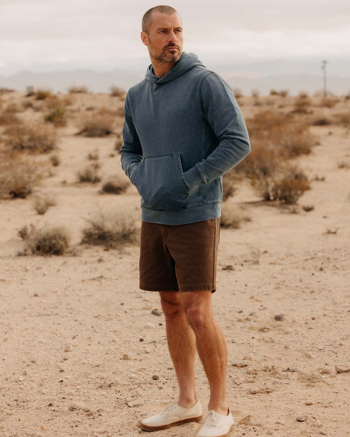 The Apres Hoodie in Washed Indigo Terry