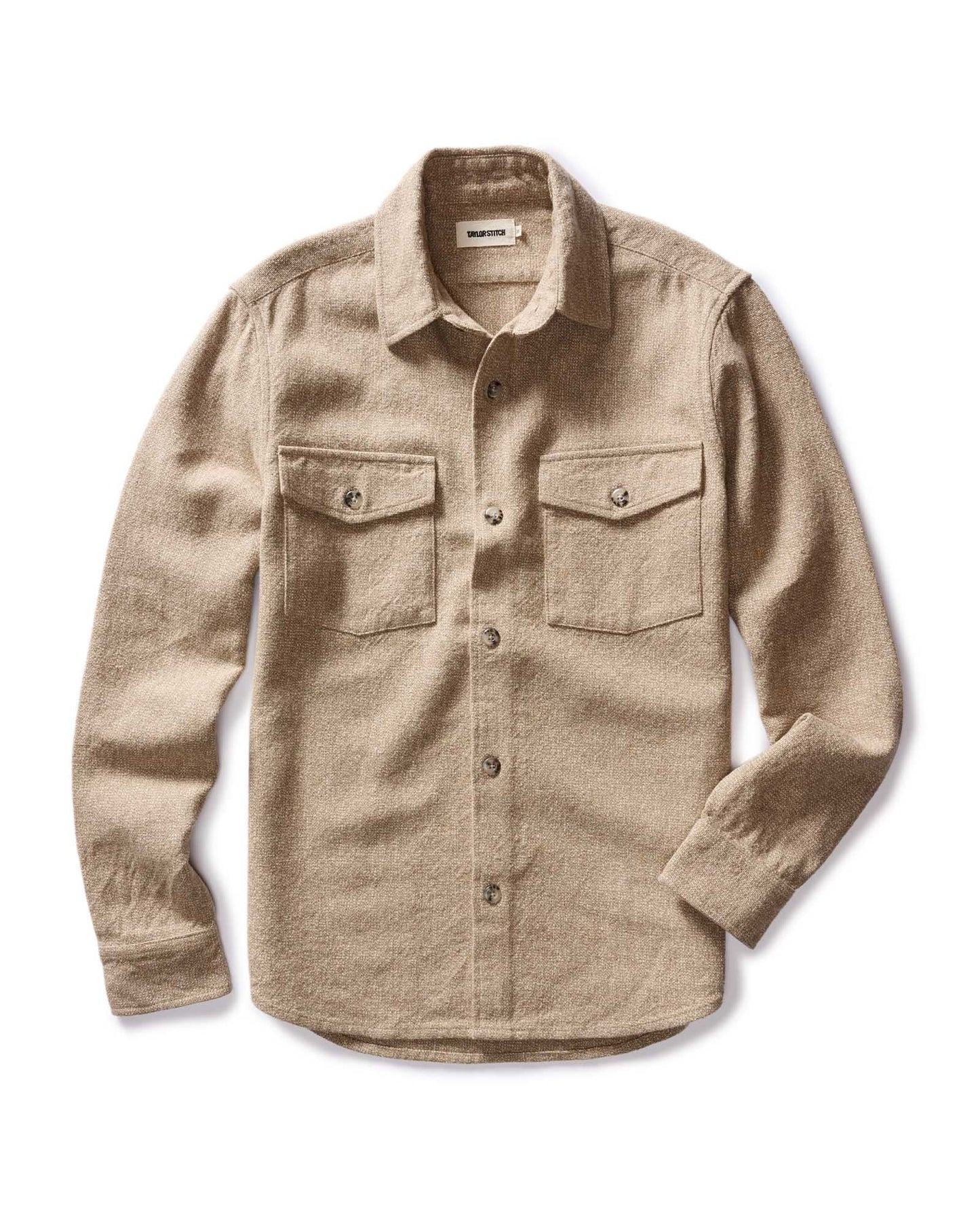 The Point Shirt in Heather Oat Linen Tweed