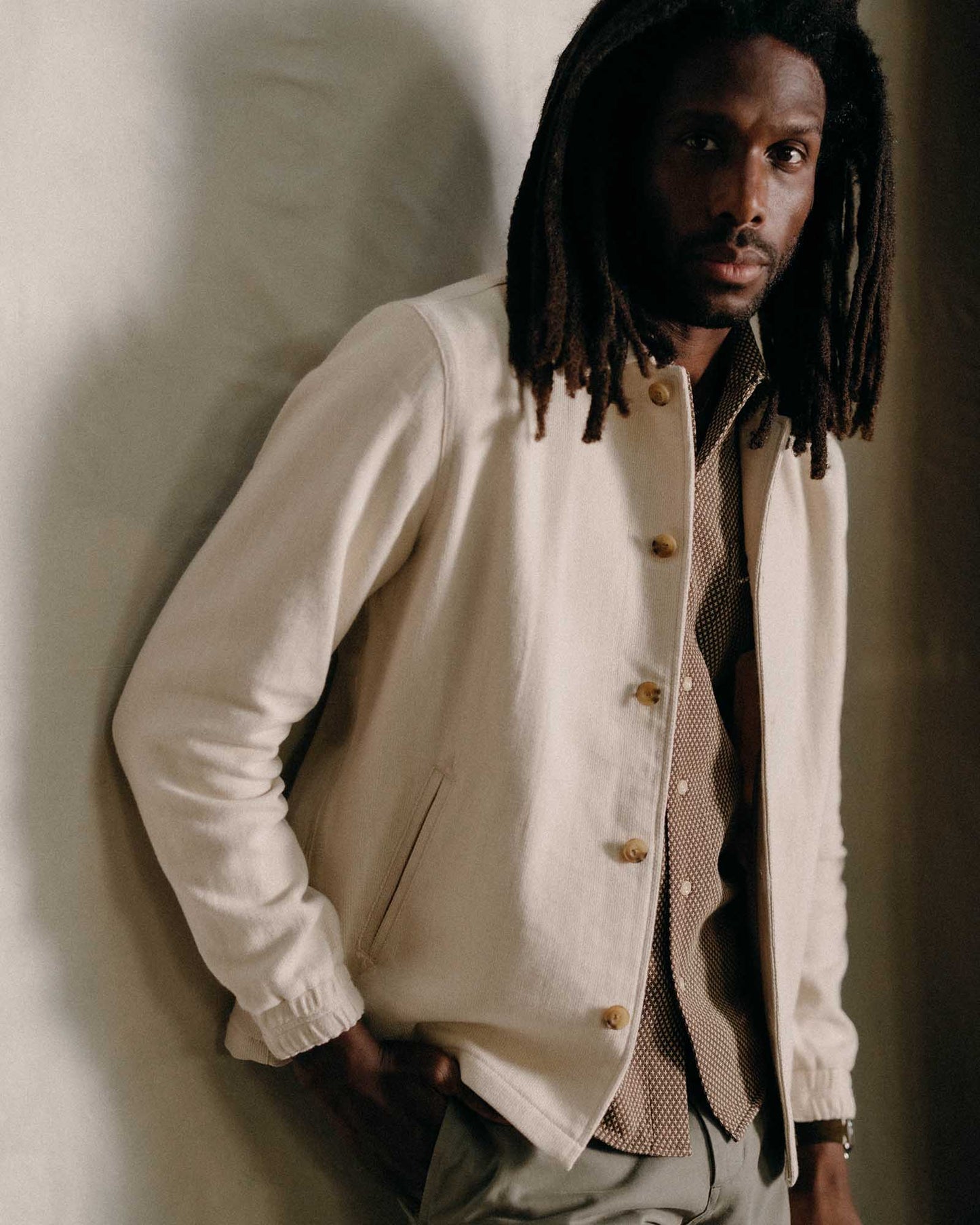 The Crew Jacket in Seeded Natural Sashiko