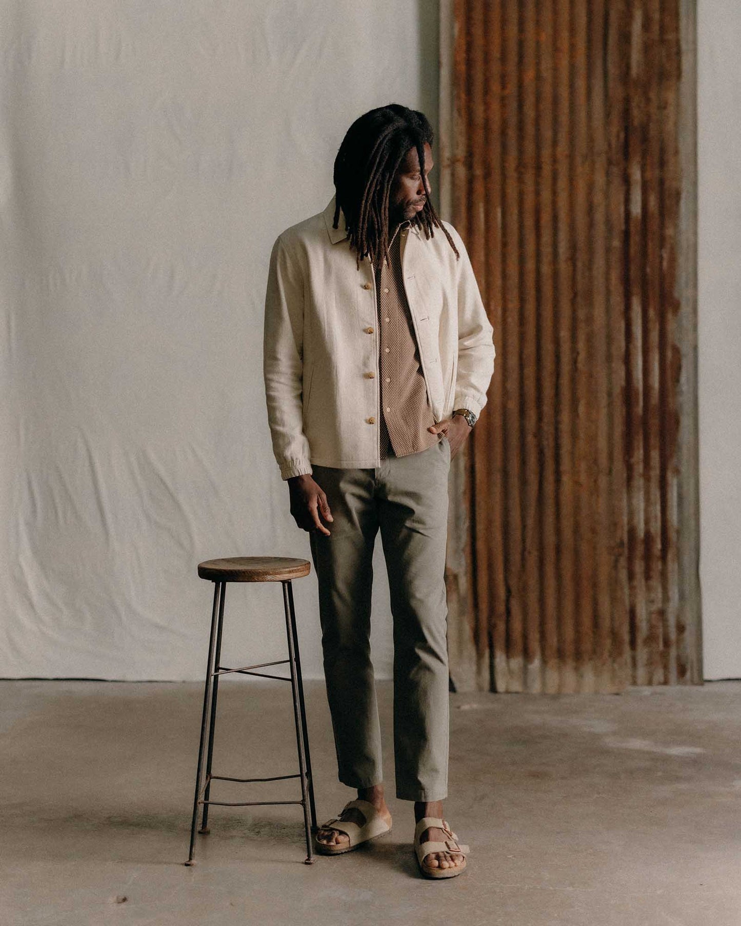 The Crew Jacket in Seeded Natural Sashiko