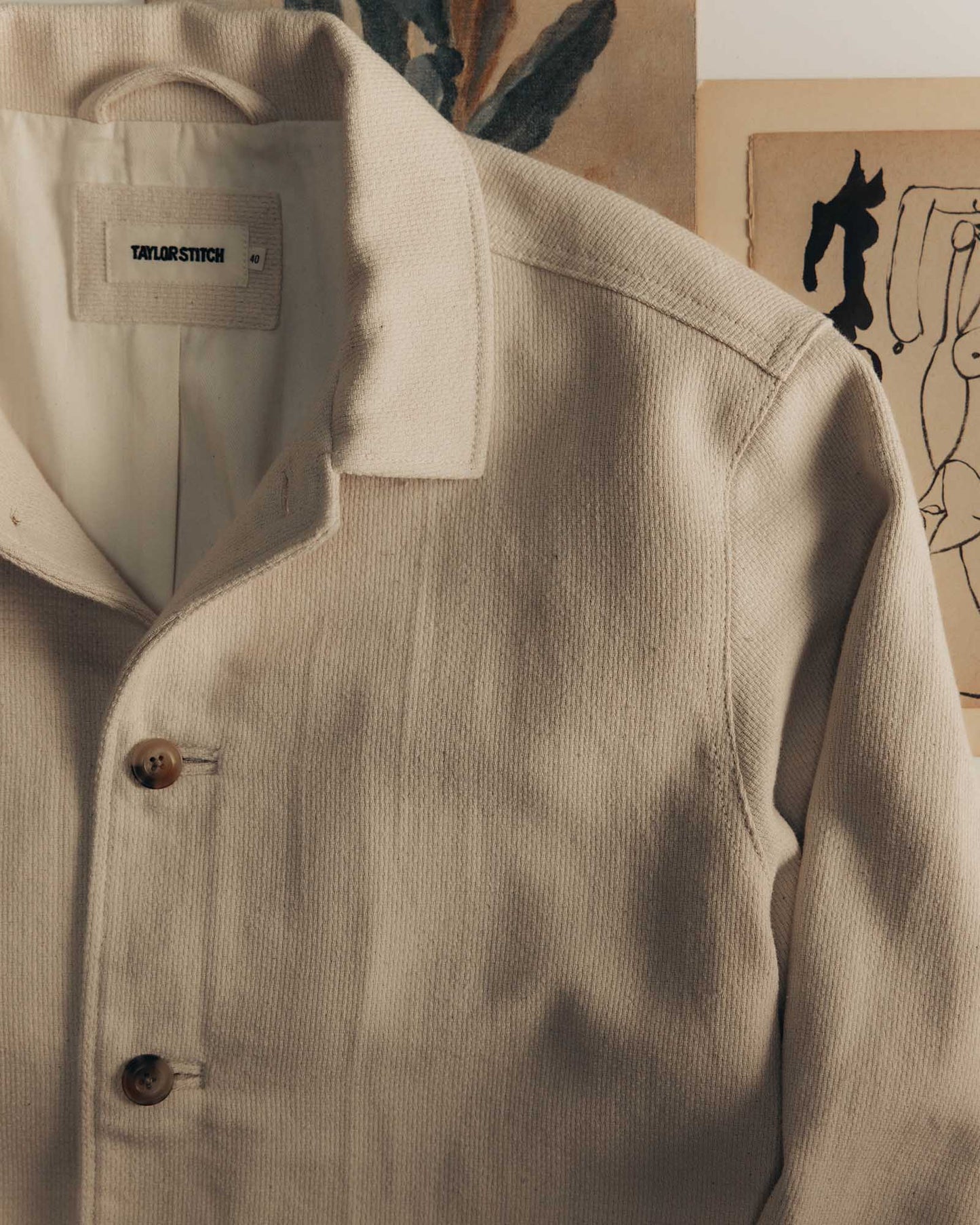 The Crew Jacket in Seeded Natural Sashiko