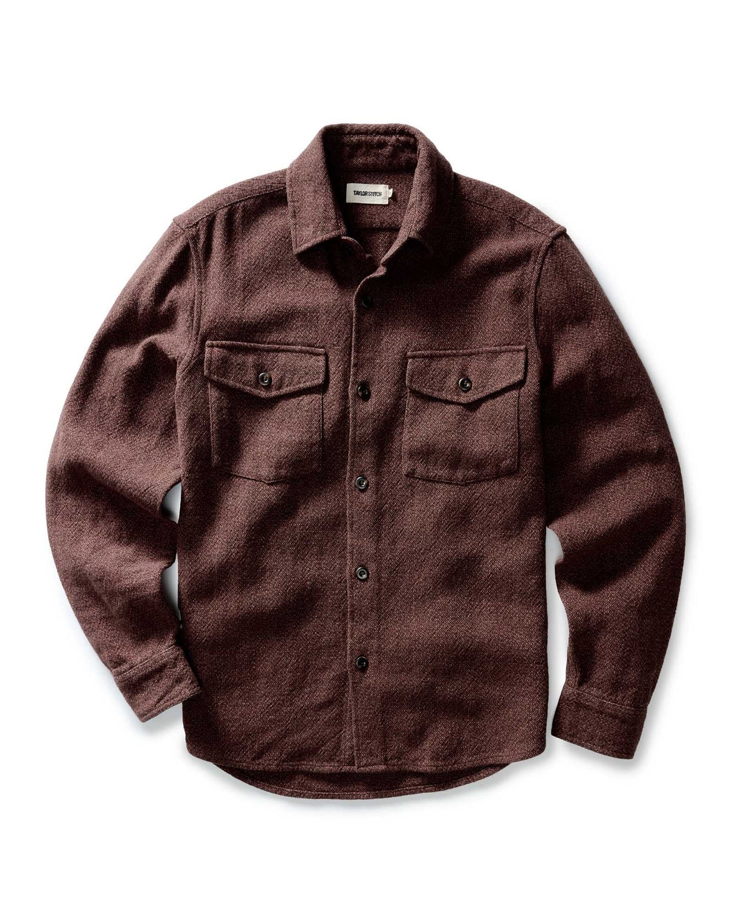 The Point Shirt in Burgundy Linen Tweed