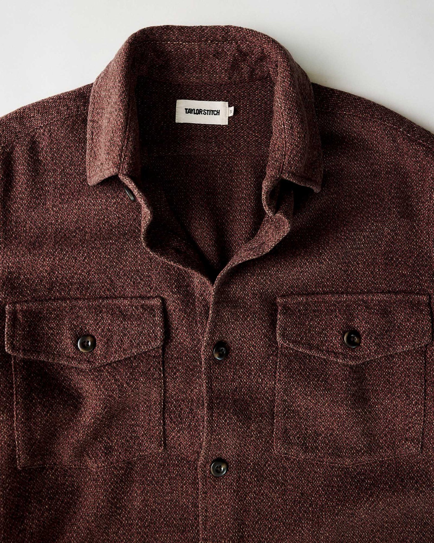 The Point Shirt in Burgundy Linen Tweed