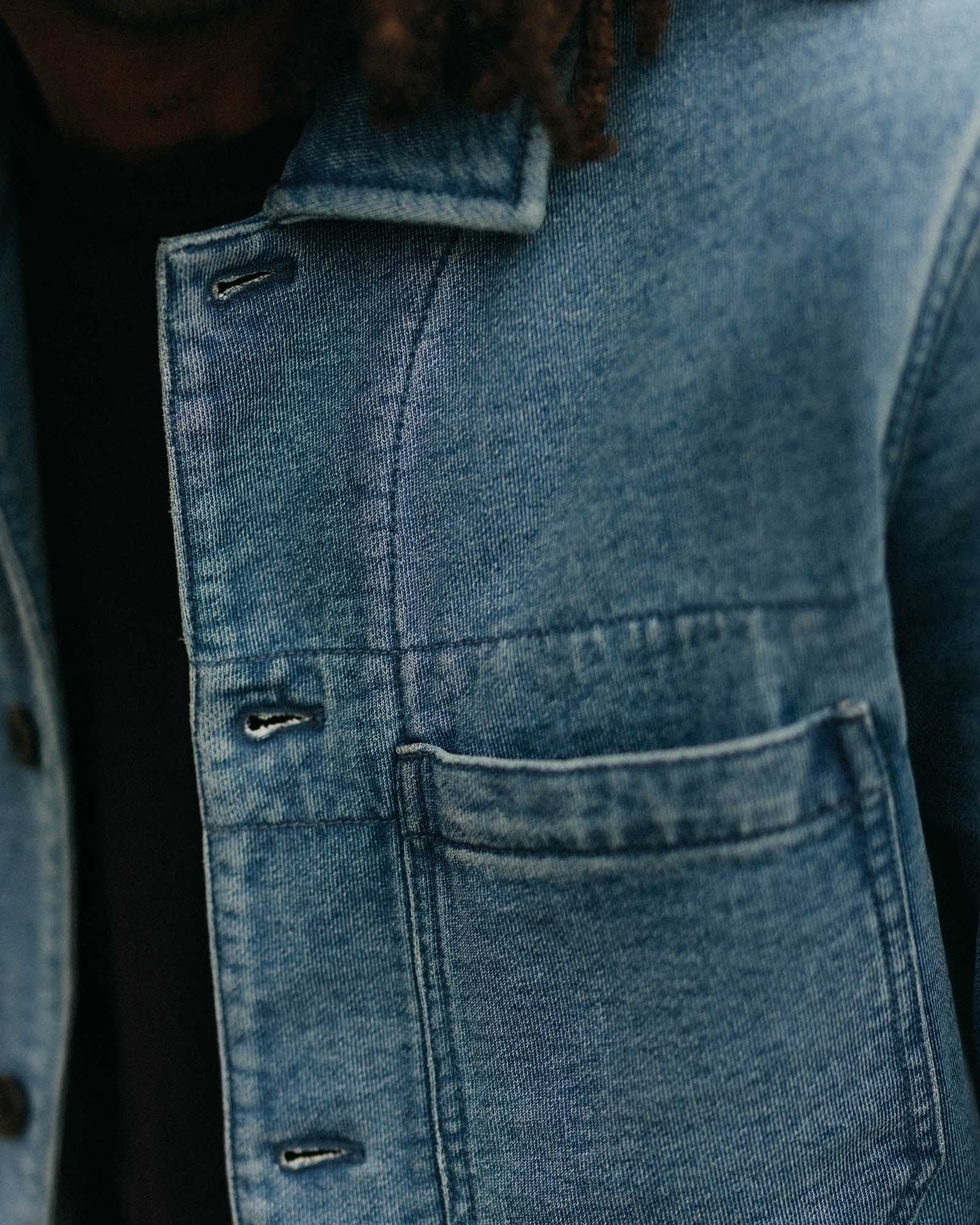 The Primer Jacket in Washed Indigo Terry