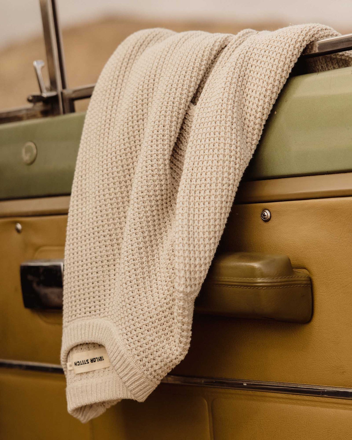 The Ranger Sweater in Heather Fog Linen Waffle