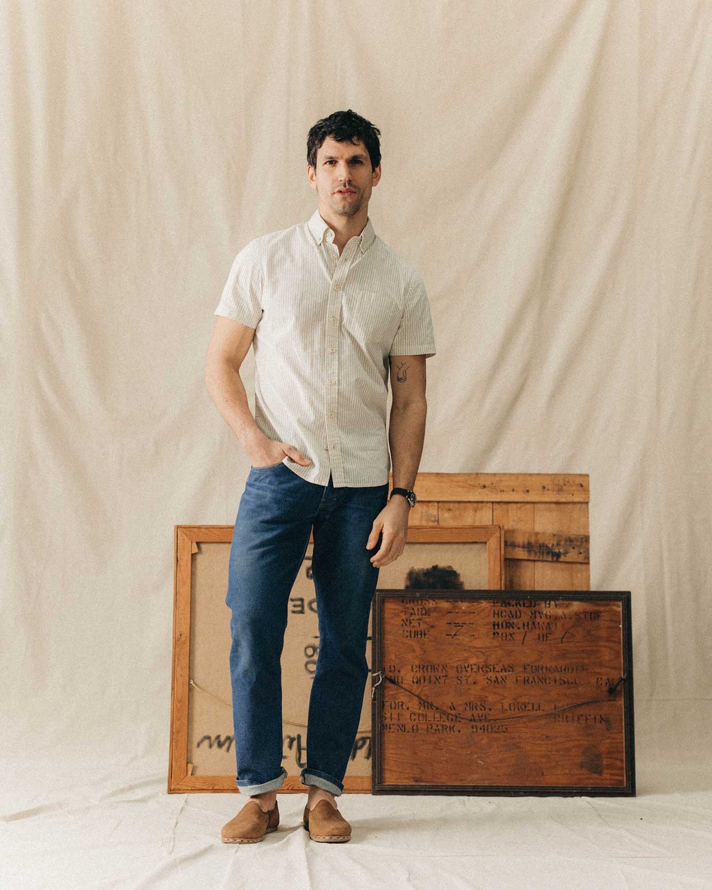 The Short Sleeve Jack in Indigo Stripe