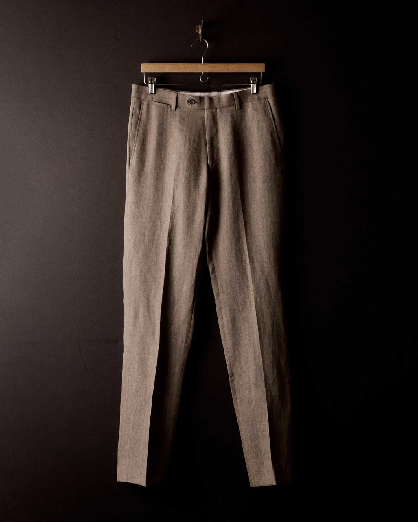 The Stevens Trouser in Coffee Linen Herringbone