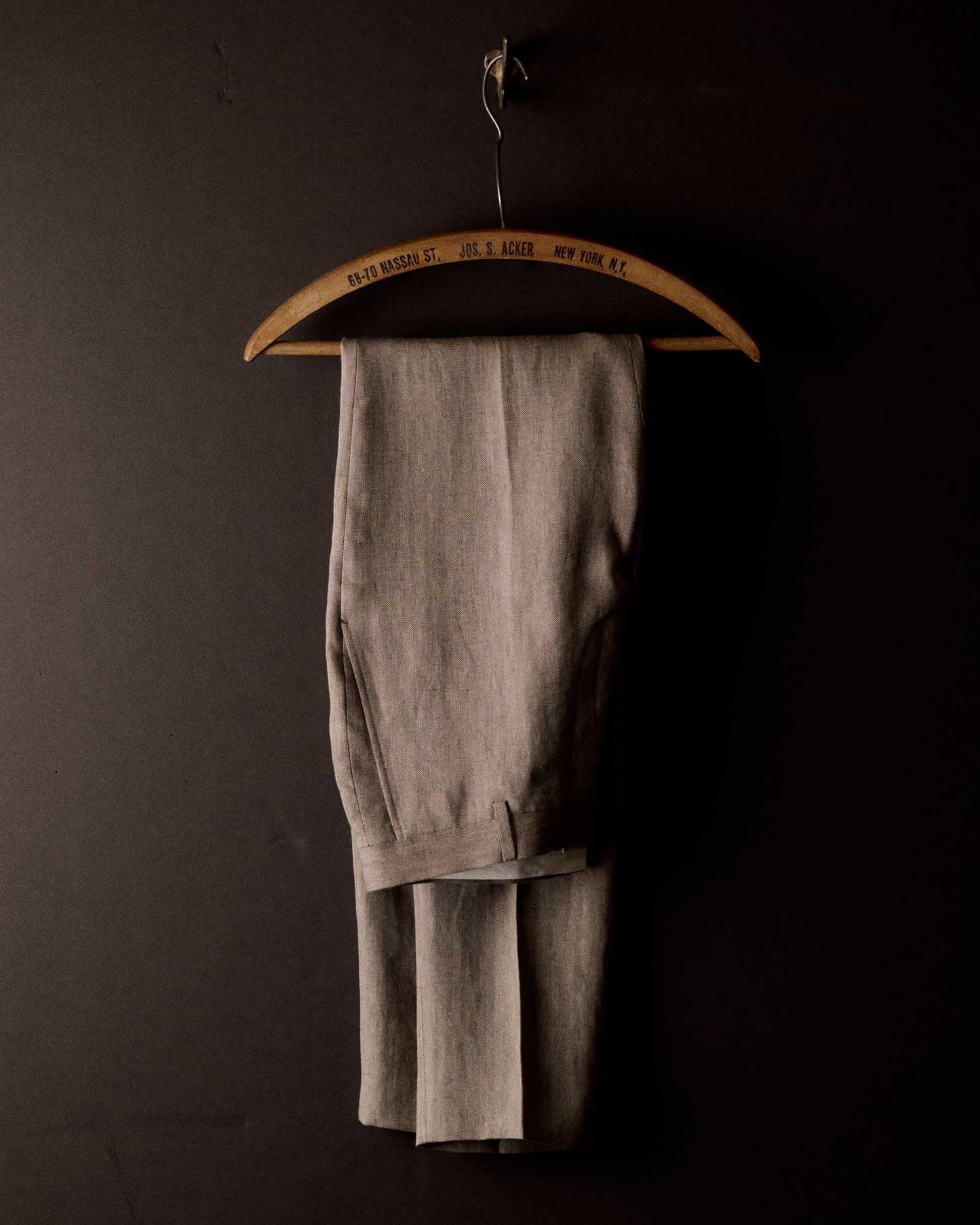 The Stevens Trouser in Coffee Linen Herringbone