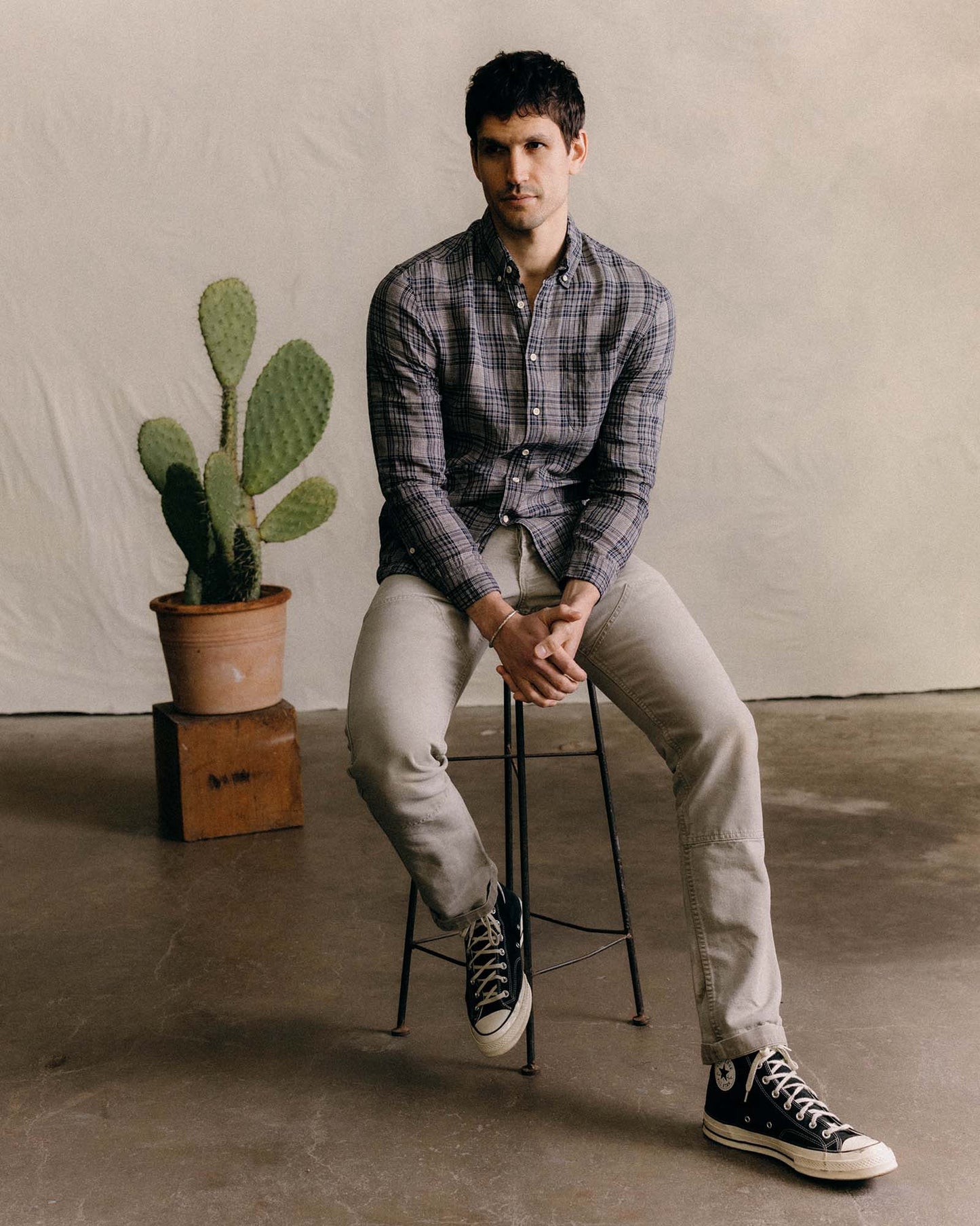The Jack in Navy Plaid Linen