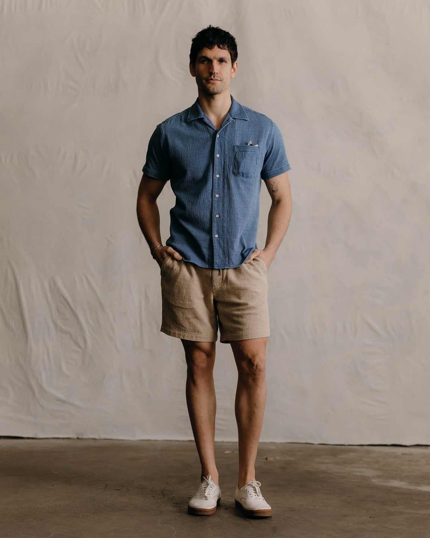 The Apres Short in Oat Linen Tweed