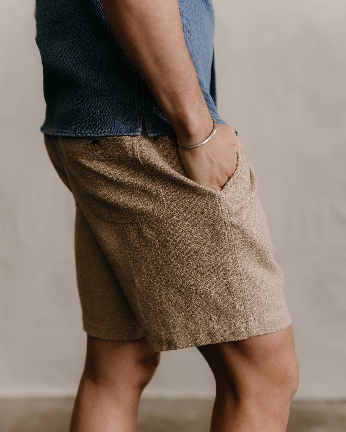 The Apres Short in Oat Linen Tweed
