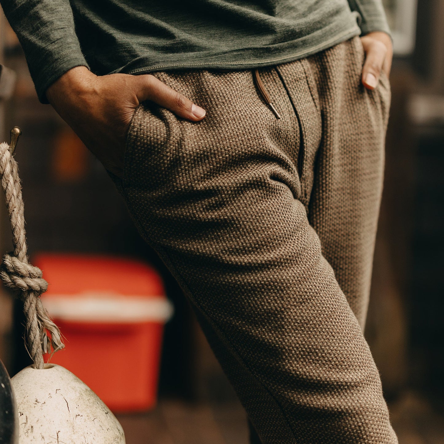 The Apres Pant in Cypress Sashiko
