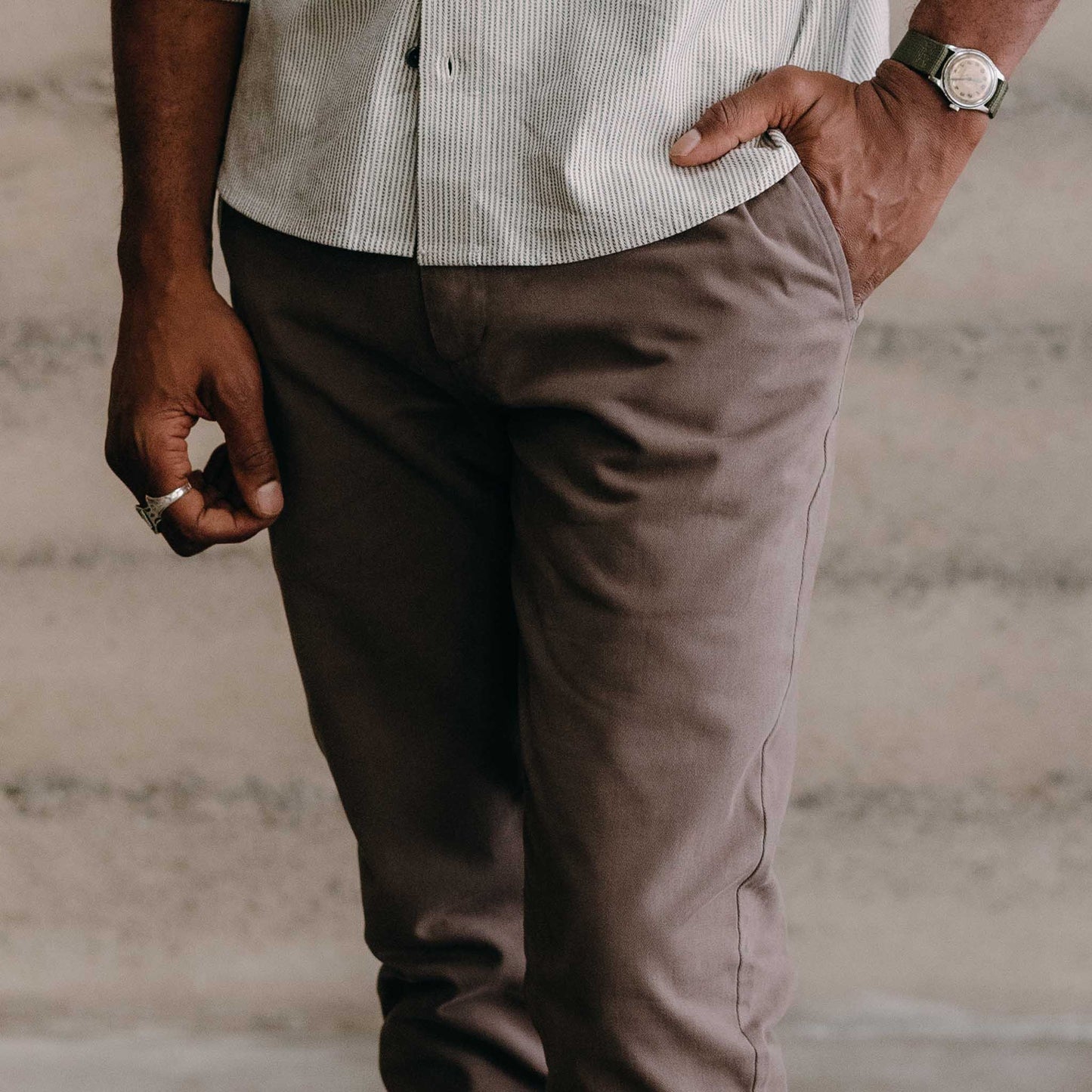 The Slim Foundation Pant in Organic Espresso