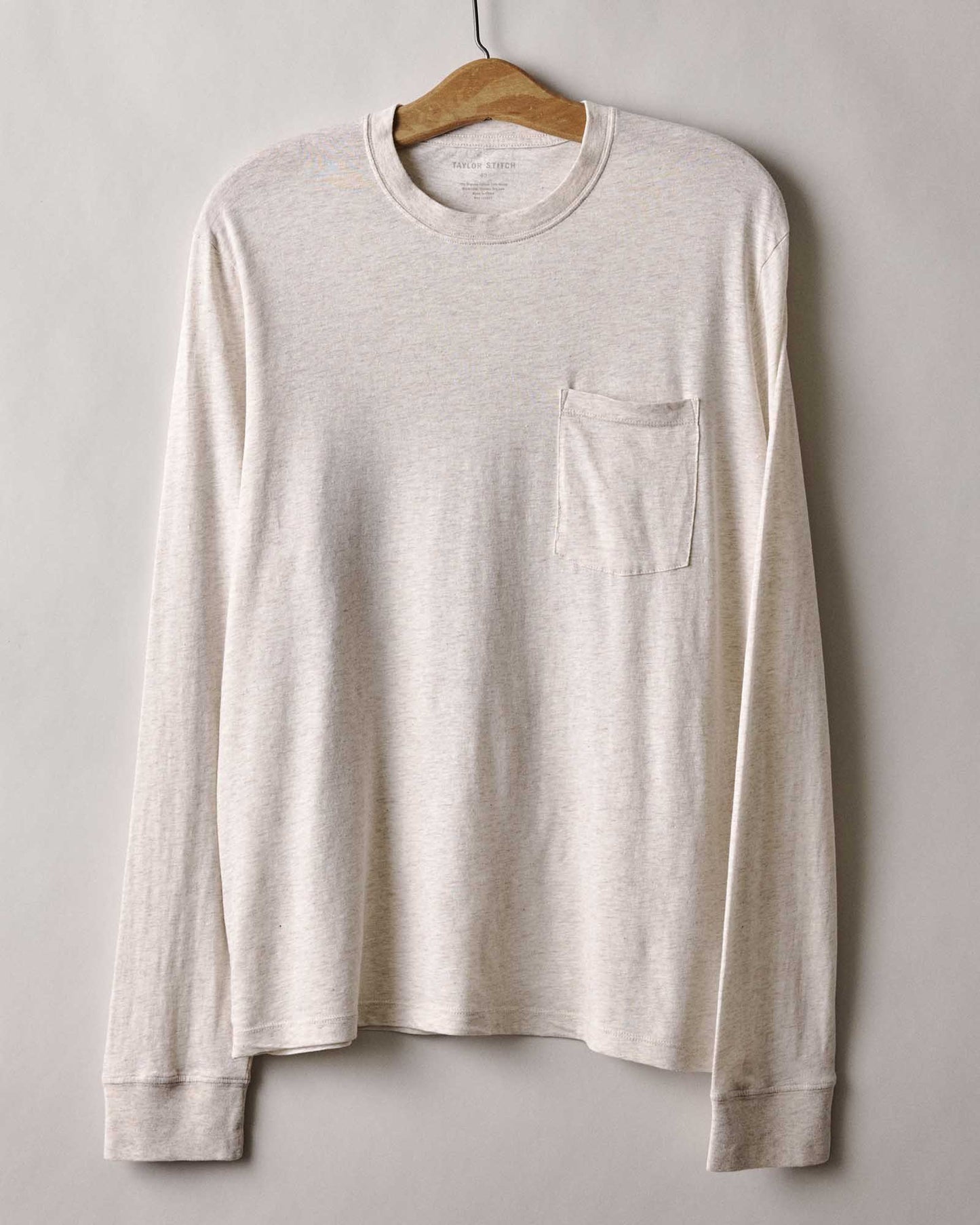 The Cotton Hemp Long Sleeve Tee in Heather Oat
