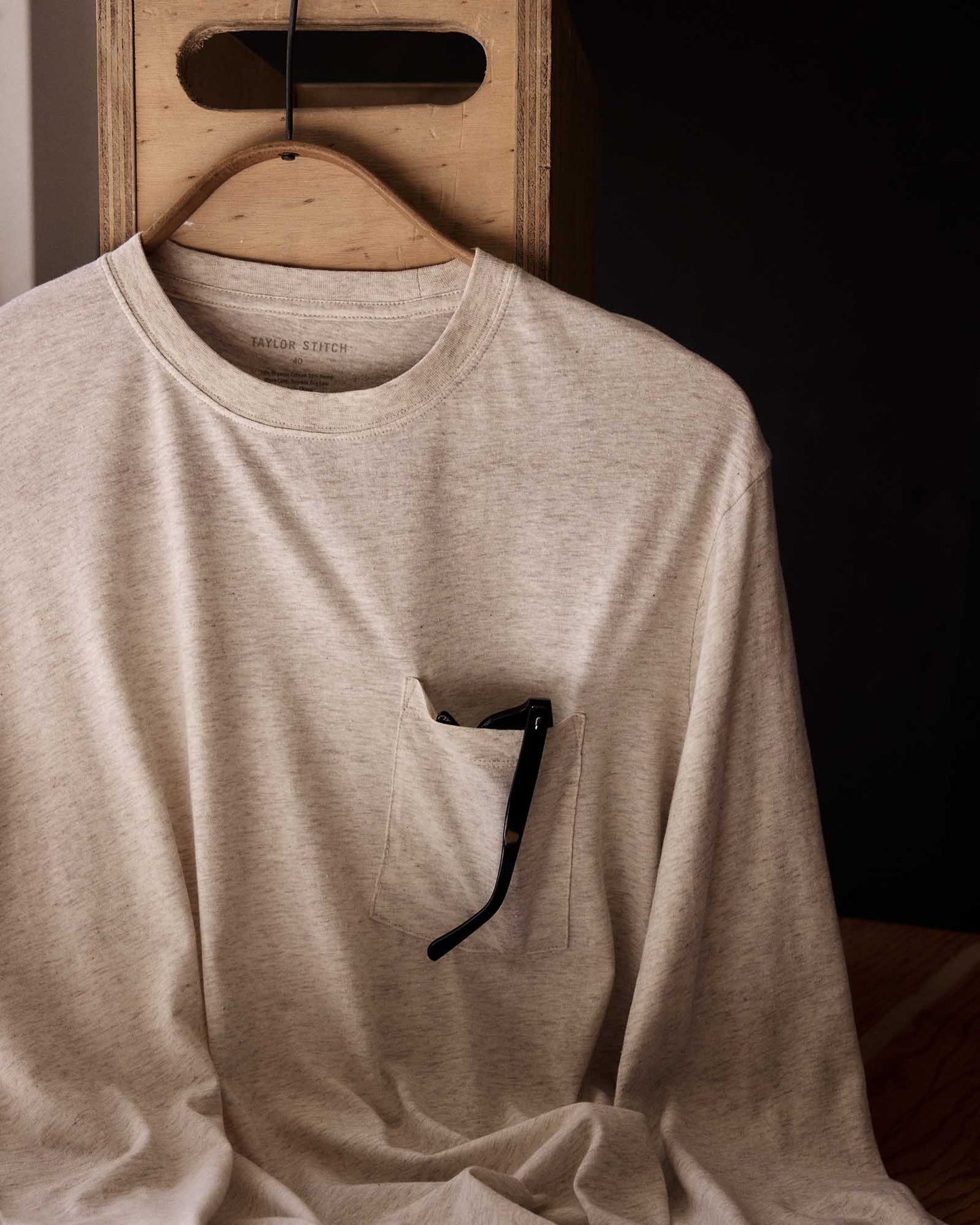 The Cotton Hemp Long Sleeve Tee in Heather Oat
