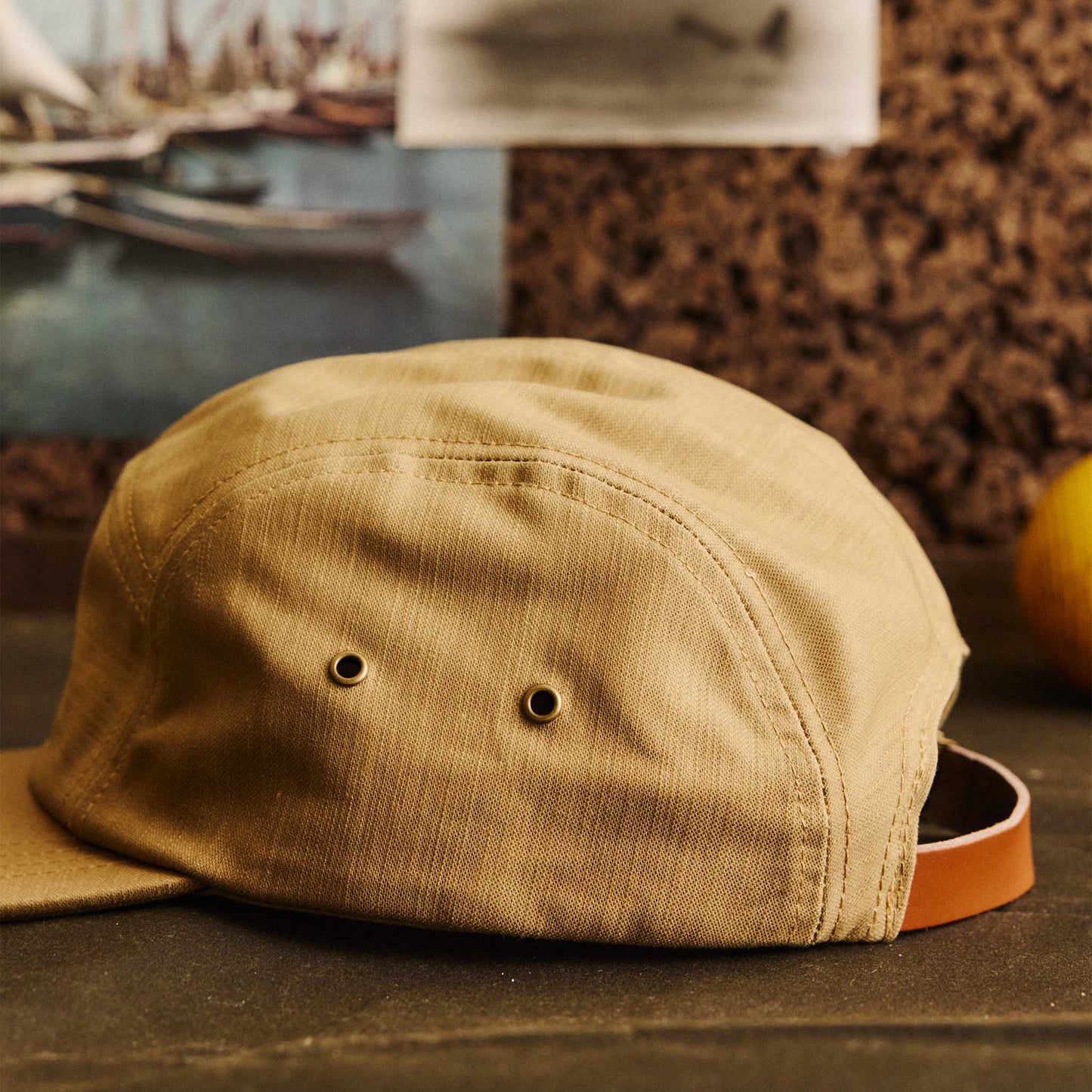 The 5-Panel Cap in Khaki Reverse Sateen
