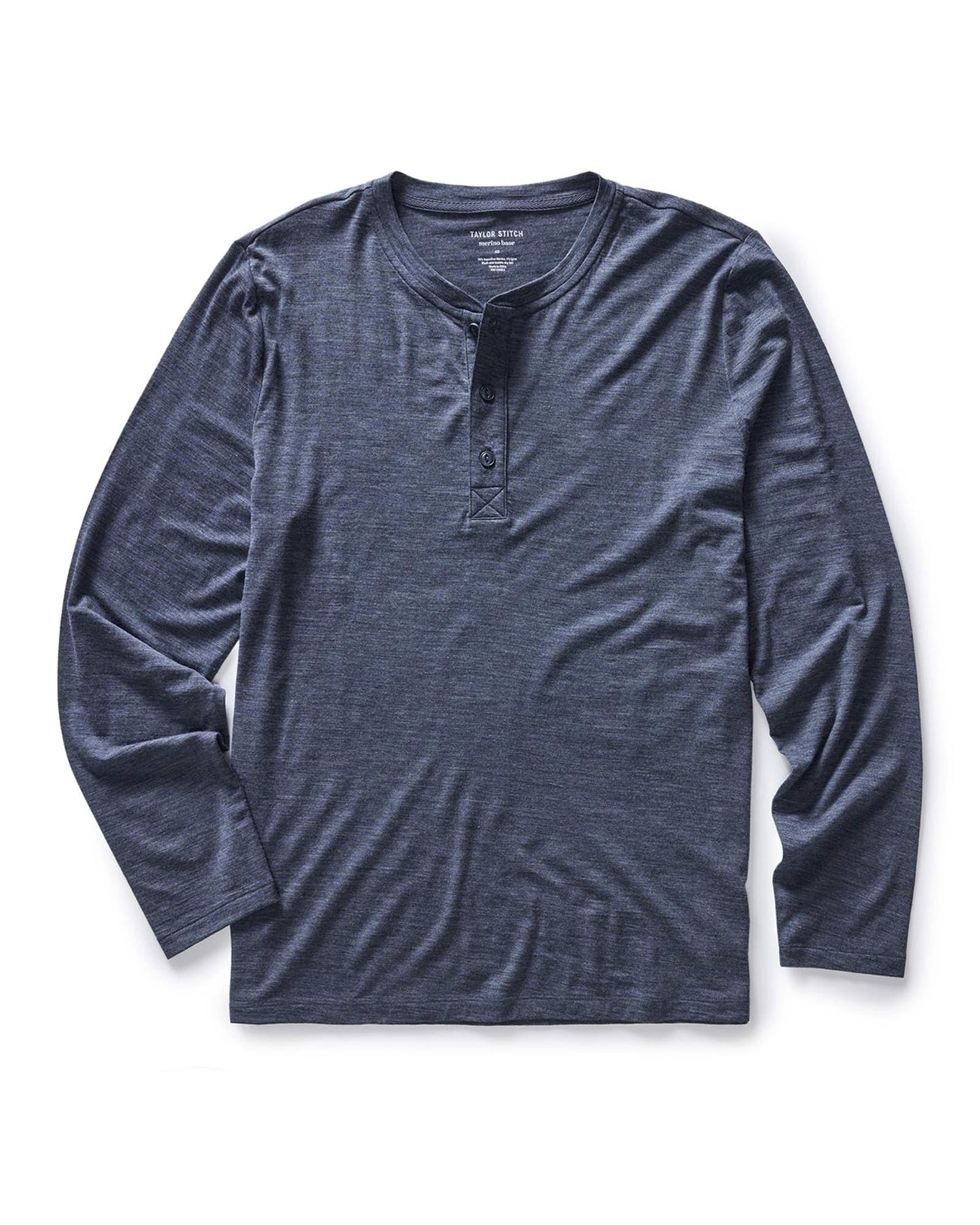 The Merino Henley in Heather Navy