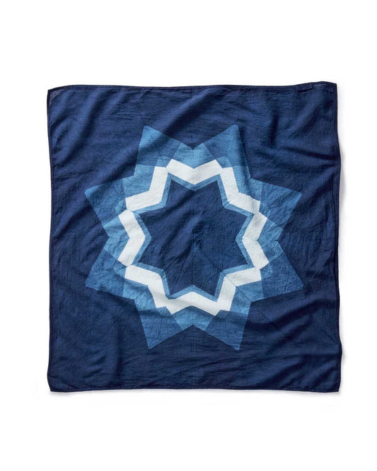 The Hand Dyed Bandana in Indigo Star