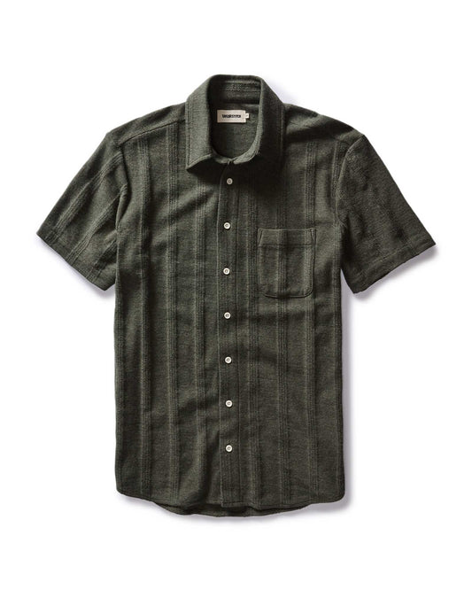 The Short Sleeve California in Heather Olive Pointelle Stripe