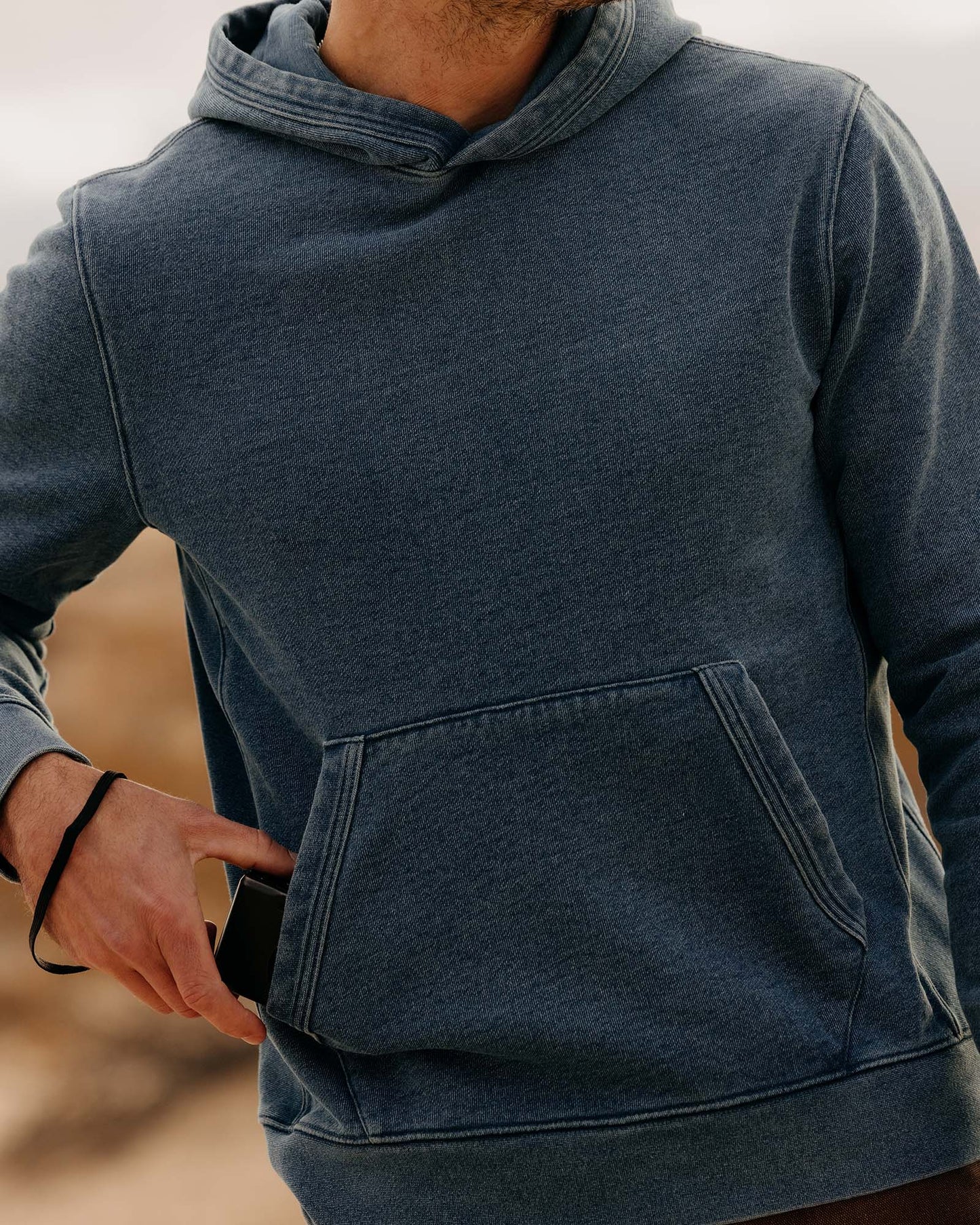 The Apres Hoodie in Washed Indigo Terry