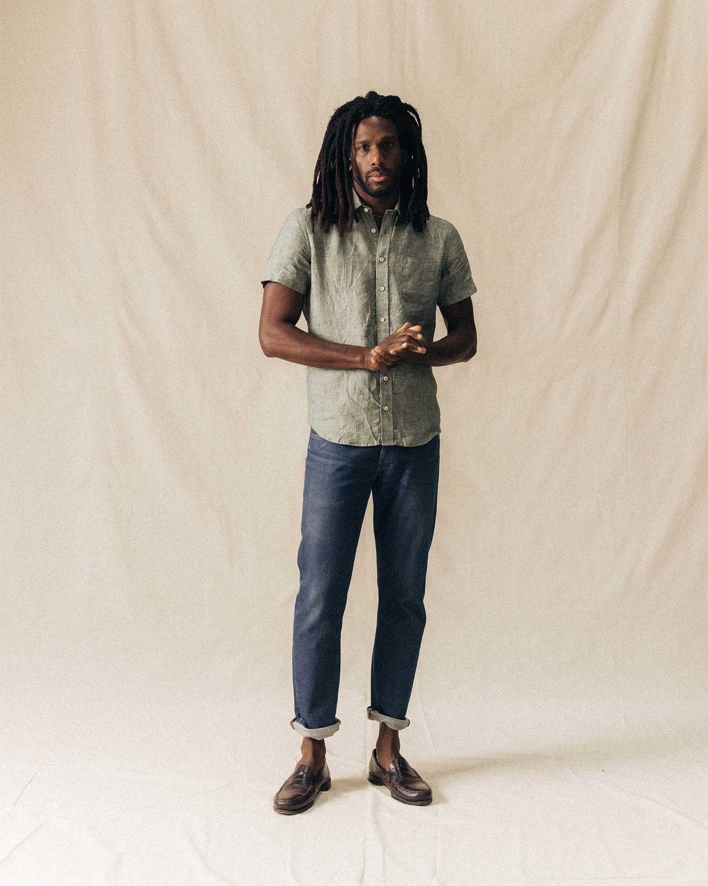 The Short Sleeve California in Cilantro Hemp