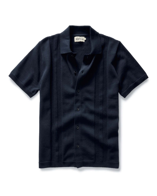 The Button Down Polo in Dark Navy Stripe