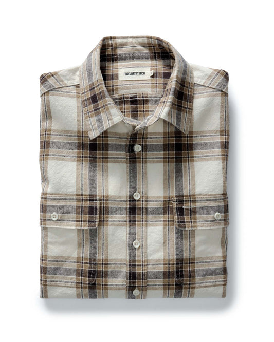 The Craftsman Shirt in Bark Plaid Linen